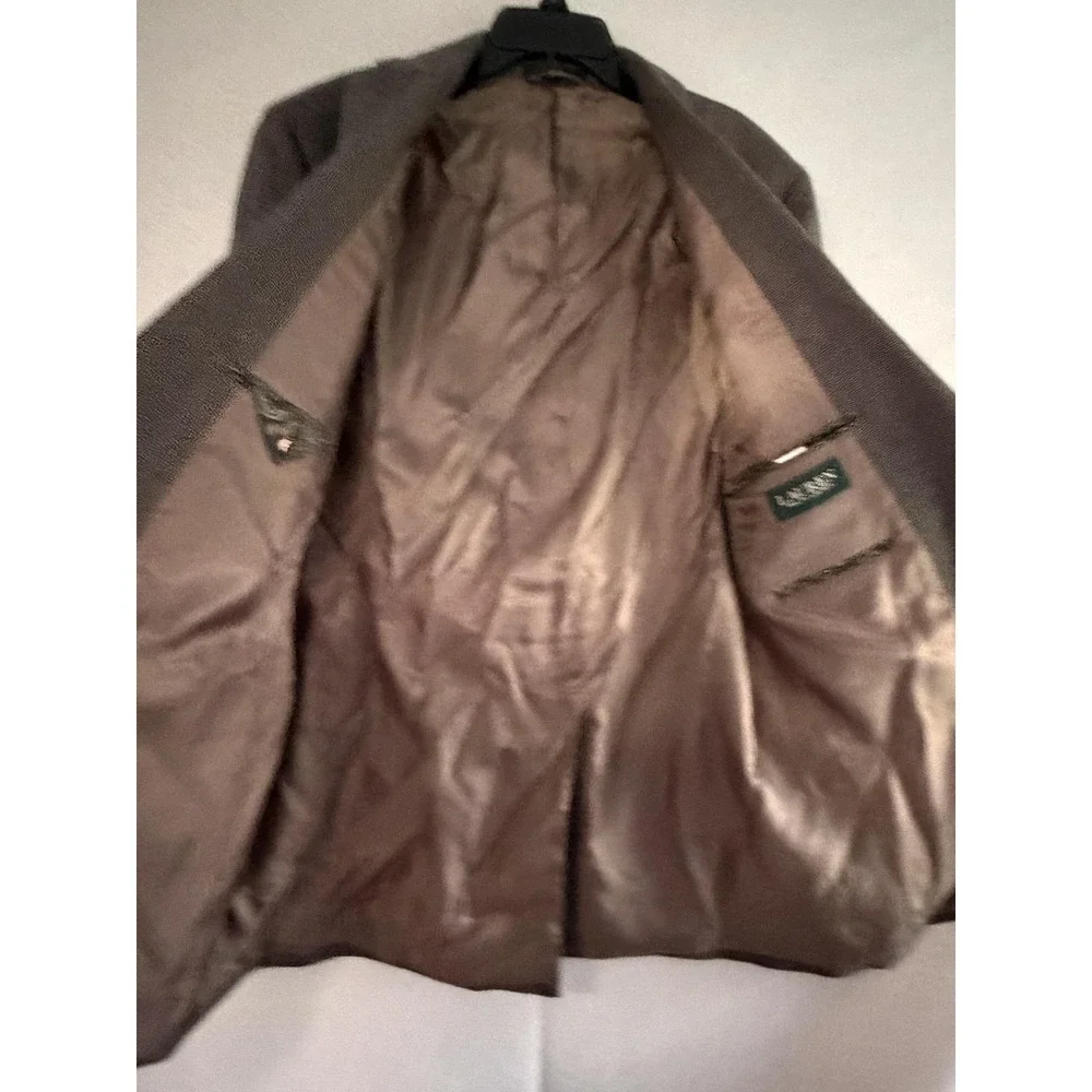 Lauren Ralph Lauren Blazer Sport Coat Mens 42L Brown Check Tweed Stretch‎ Jacket